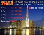 Giá thuê Vinhomes Central Park T10.2024: Căn hộ, Shophouse, Biệt thự Full NT: từ 16