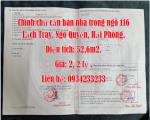 Chính chủ cần bán nhà trong ngõ 116 Lạch Tray, Ngô Quyền, Hải Phòng.
