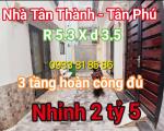 Nhỉnh 2 tỷ 7 Có căn nhà 3 tầng rộng 5,3 x 3.55 Tân Thành - Quận Tân Phú