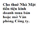 Cho thuê Nhà Mặt tiền tiện kinh doanh mua bán hoặc mở Văn phòng Công ty.