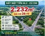 2.232M² ĐẤT MẶT TIỀN HL2- CỦ CHI – NGANG 17M – 400M² THỔ CƯ – GIÁ 26 TỶ